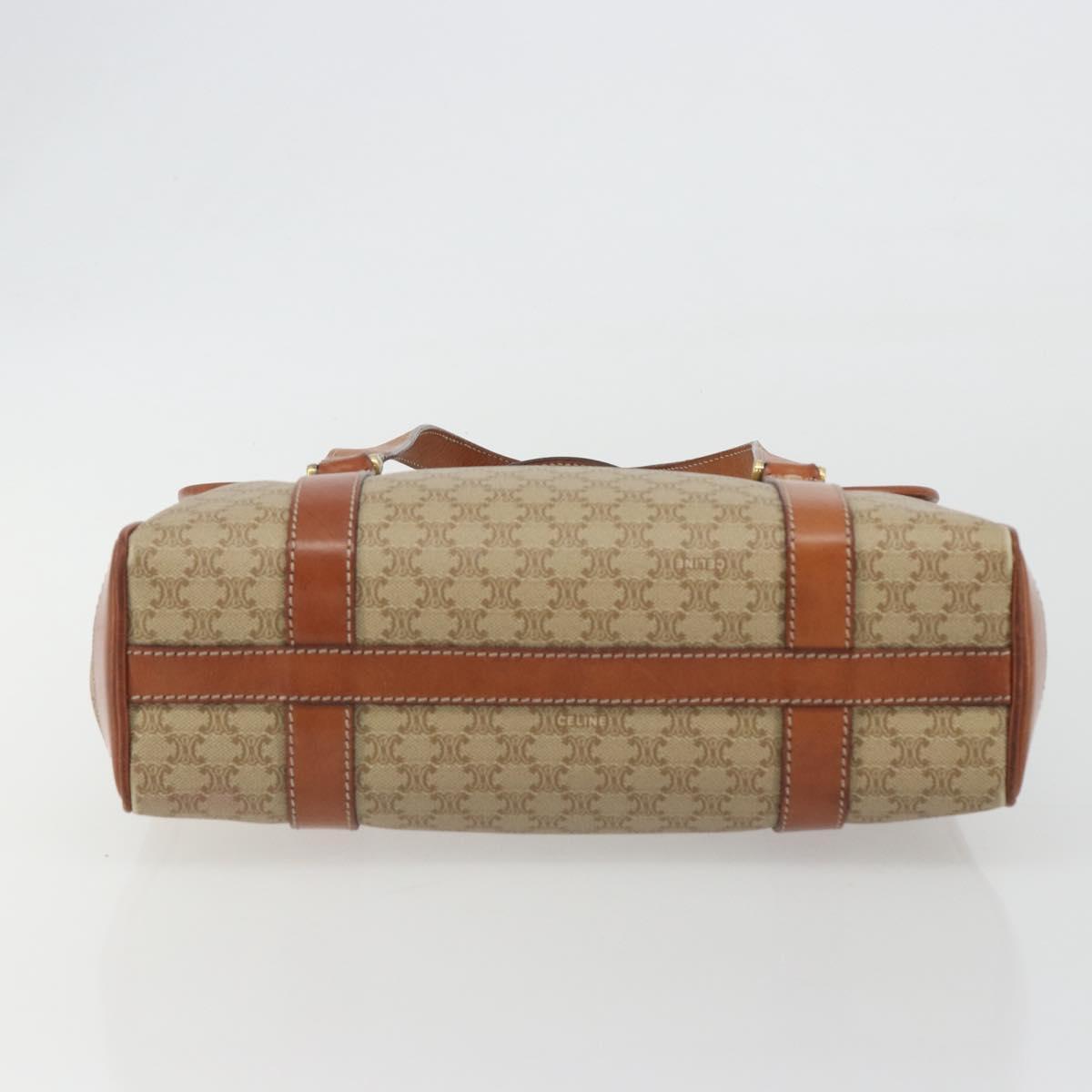 CELINE Macadam Canvas Hand Bag PVC Beige Gold Auth 190386