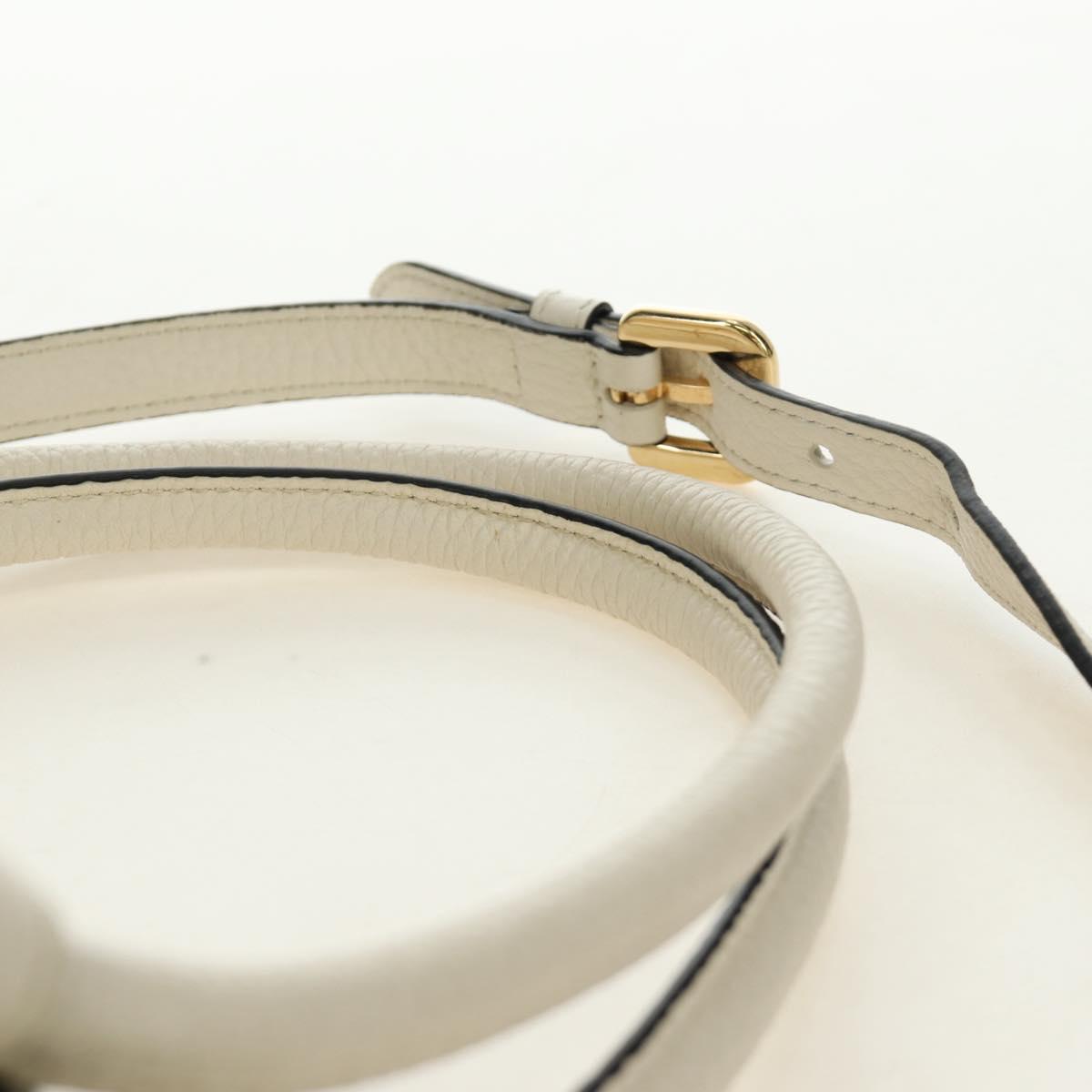 PRADA Hand Bag Vittero Dino Leather 2way White Gold Auth 190387V