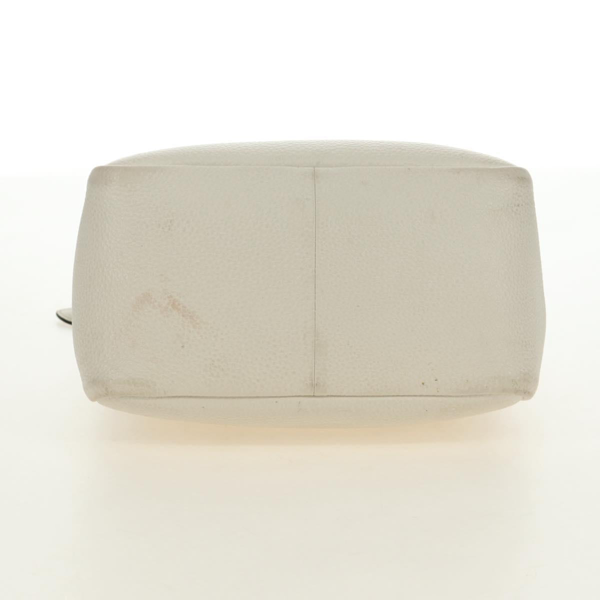PRADA Hand Bag Vittero Dino Leather 2way White Gold Auth 190387V