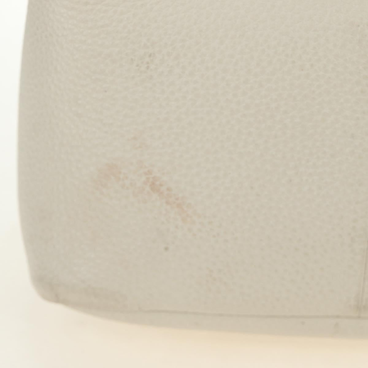 PRADA Hand Bag Vittero Dino Leather 2way White Gold Auth 190387V