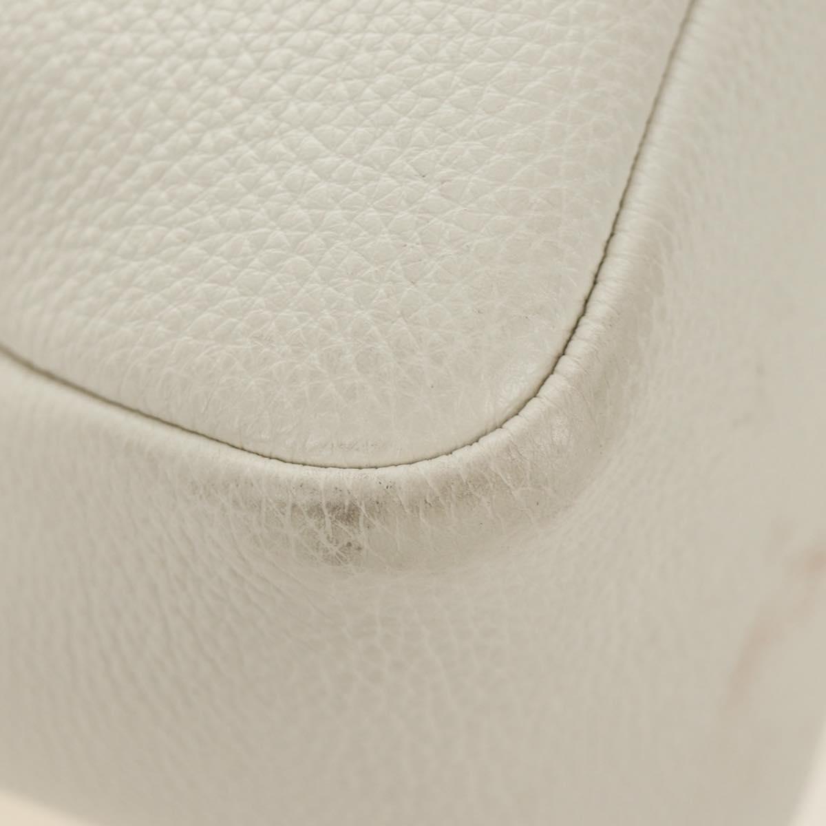 PRADA Hand Bag Vittero Dino Leather 2way White Gold Auth 190387V