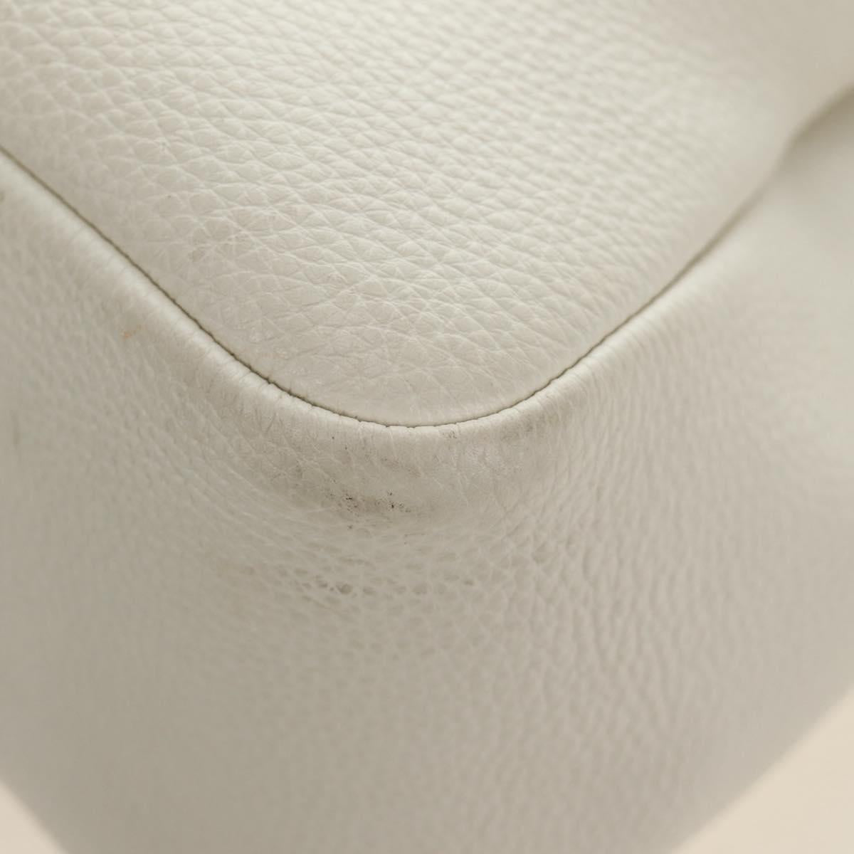 PRADA Hand Bag Vittero Dino Leather 2way White Gold Auth 190387V