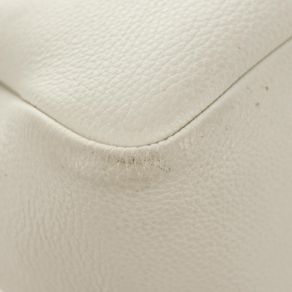 PRADA Hand Bag Vittero Dino Leather 2way White Gold Auth 190387V
