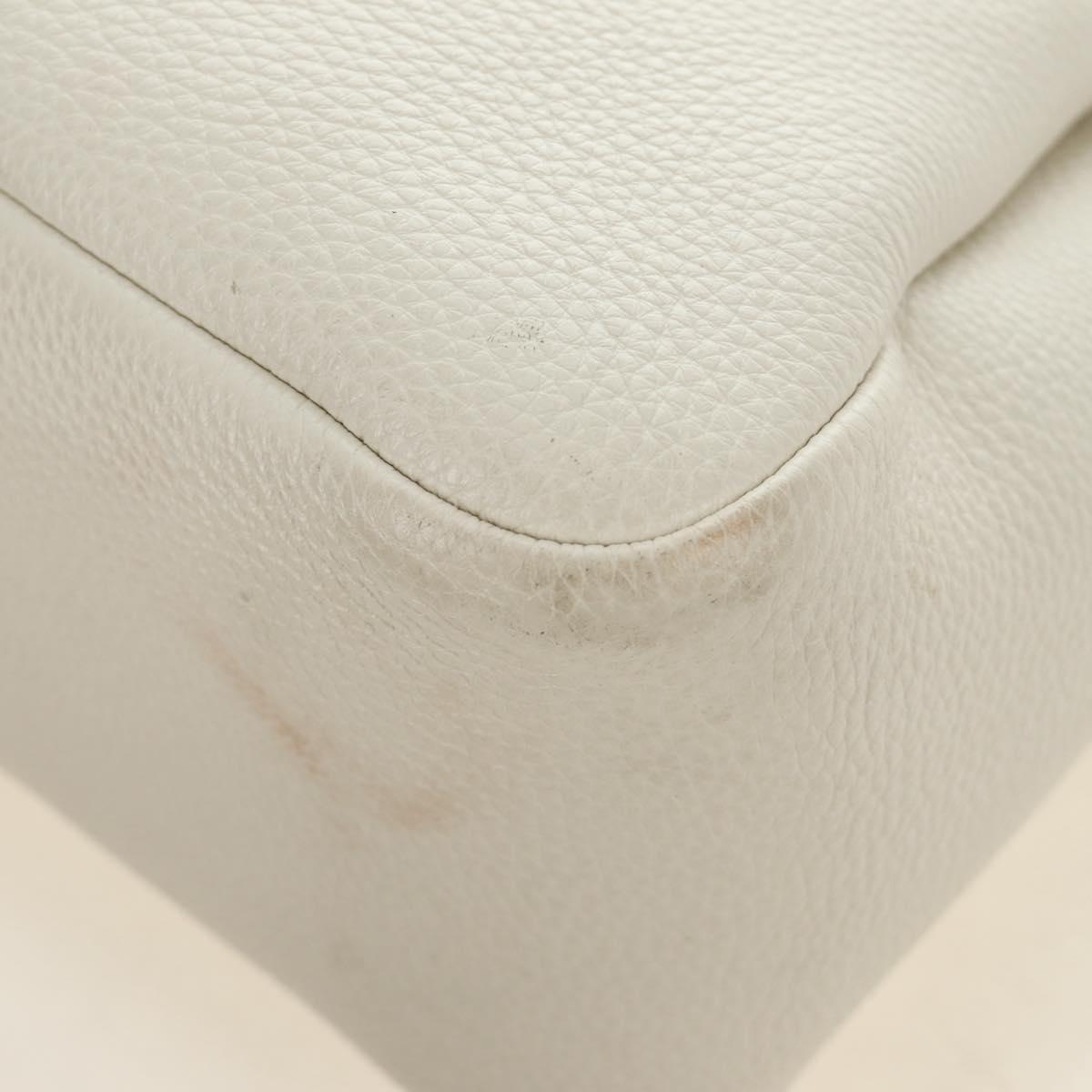 PRADA Hand Bag Vittero Dino Leather 2way White Gold Auth 190387V
