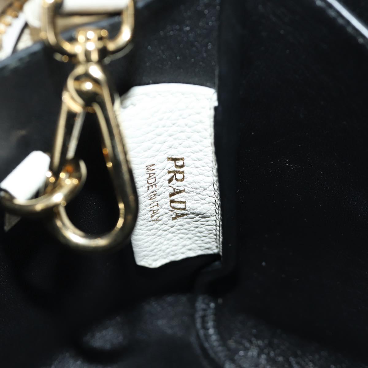 PRADA Hand Bag Vittero Dino Leather 2way White Gold Auth 190387V