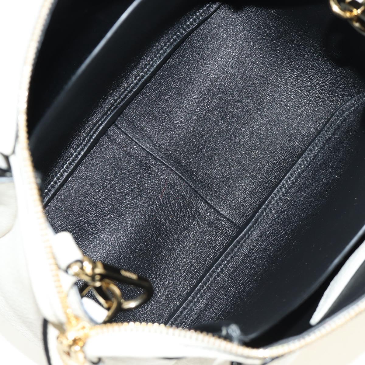 PRADA Hand Bag Vittero Dino Leather 2way White Gold Auth 190387V