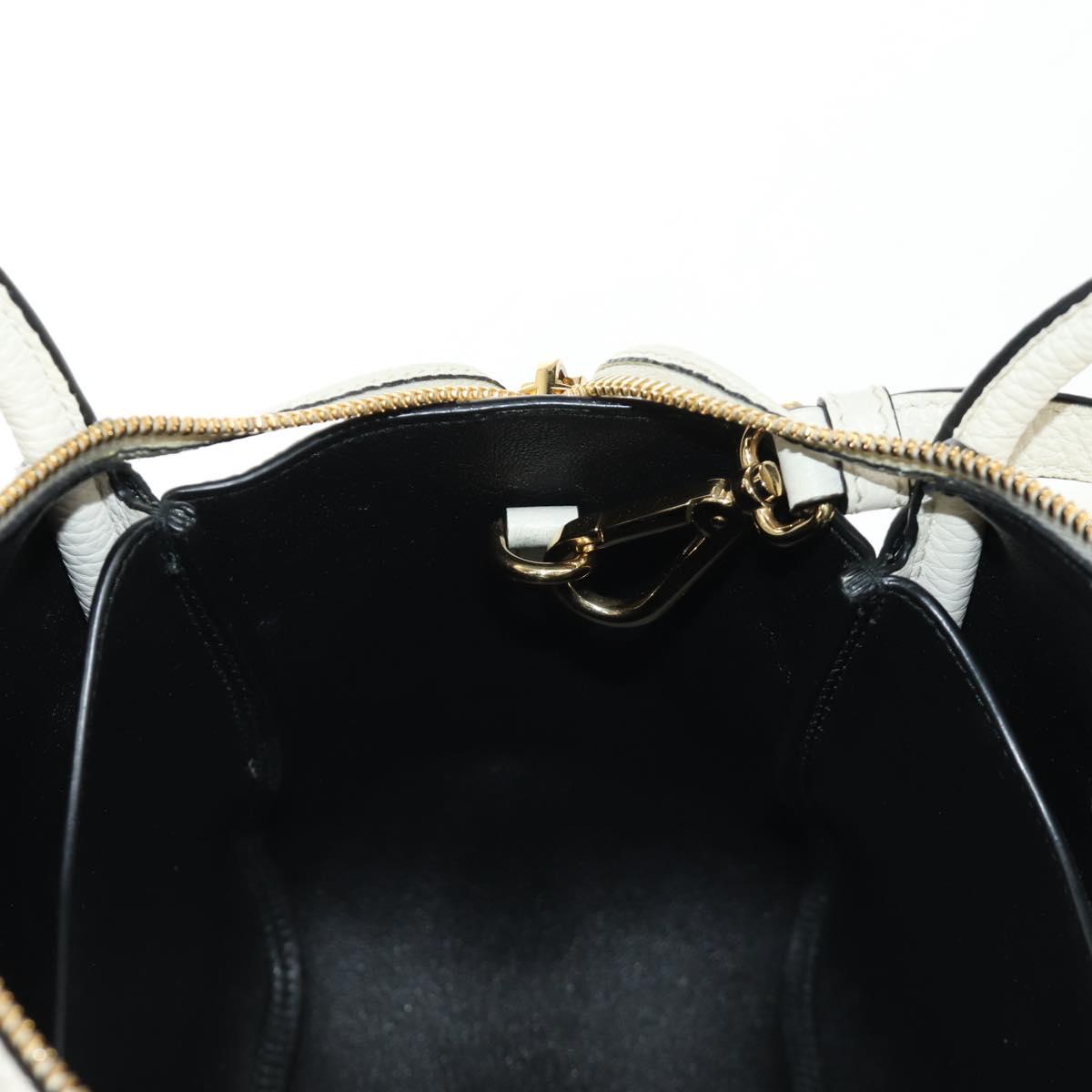 PRADA Hand Bag Vittero Dino Leather 2way White Gold Auth 190387V