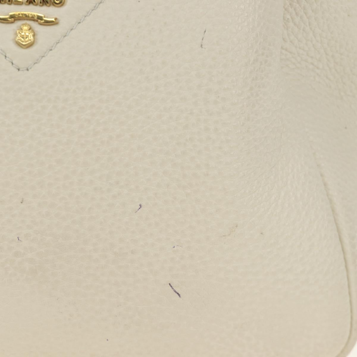 PRADA Hand Bag Vittero Dino Leather 2way White Gold Auth 190387V