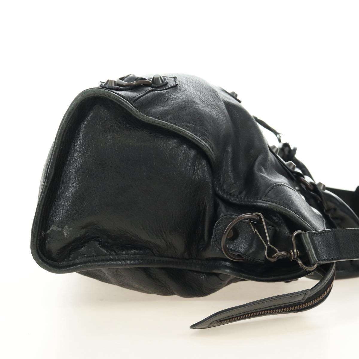 BALENCIAGA The City Hand Bag Leather 2way Black 115748 Auth 190388SAM