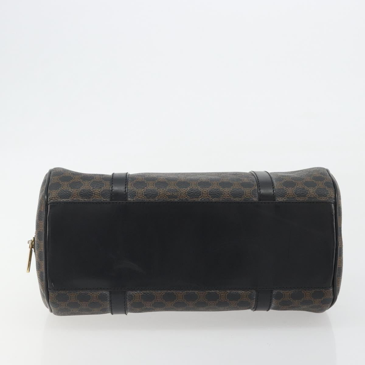 CELINE Macadam Canvas Mini Boston Bag PVC Black Gold Auth 190399A