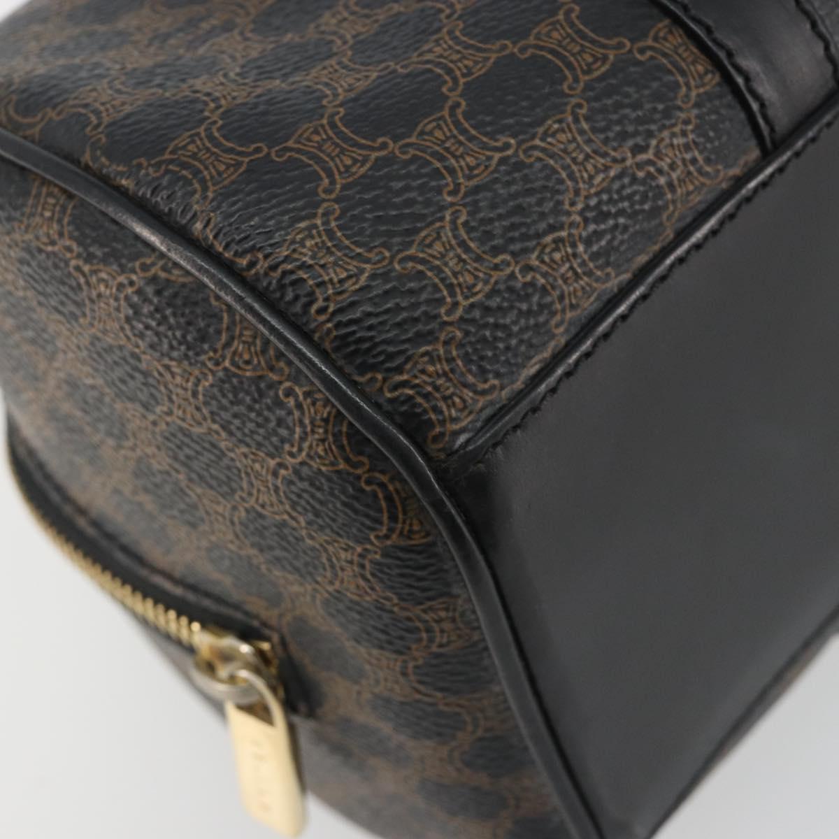 CELINE Macadam Canvas Mini Boston Bag PVC Black Gold Auth 190399A