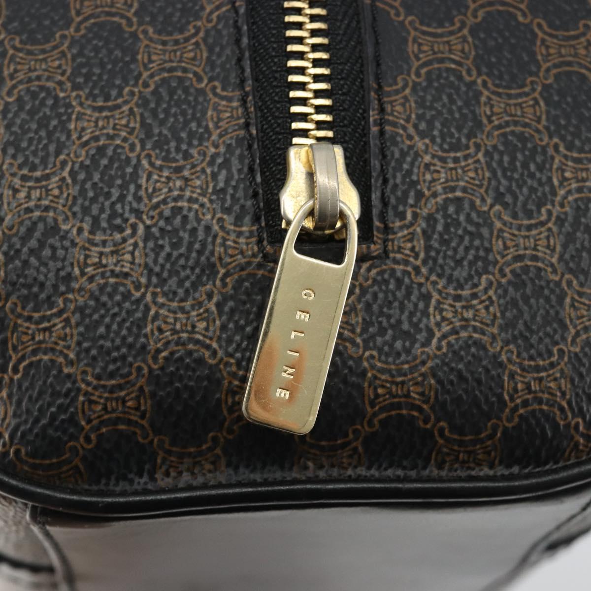 CELINE Macadam Canvas Mini Boston Bag PVC Black Gold Auth 190399A