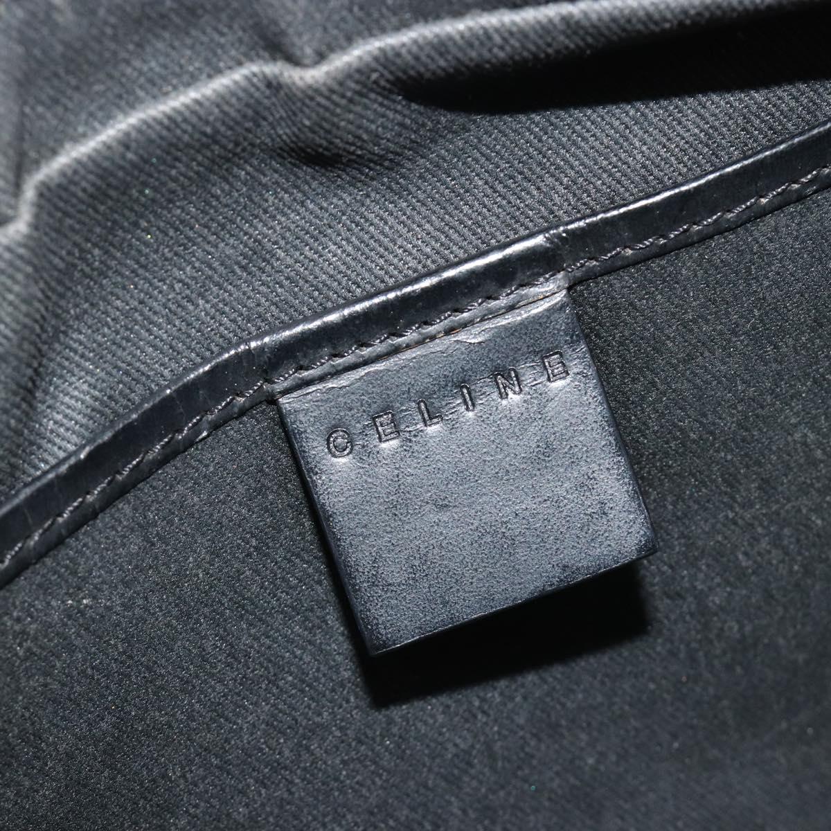 CELINE Macadam Canvas Mini Boston Bag PVC Black Gold Auth 190399A