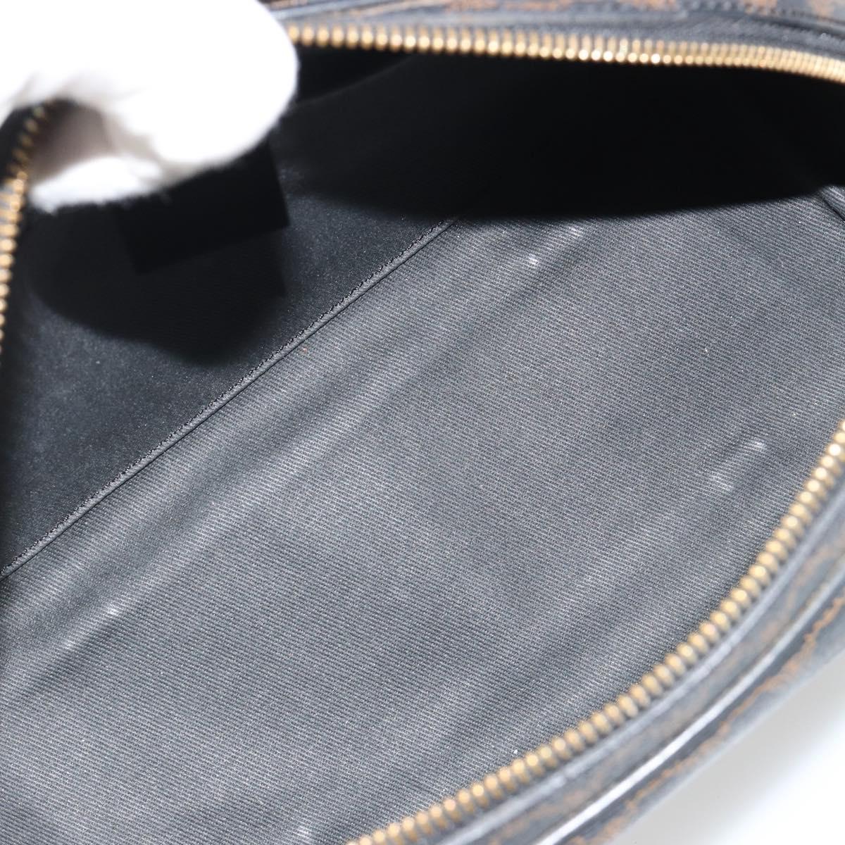 CELINE Macadam Canvas Mini Boston Bag PVC Black Gold Auth 190399A