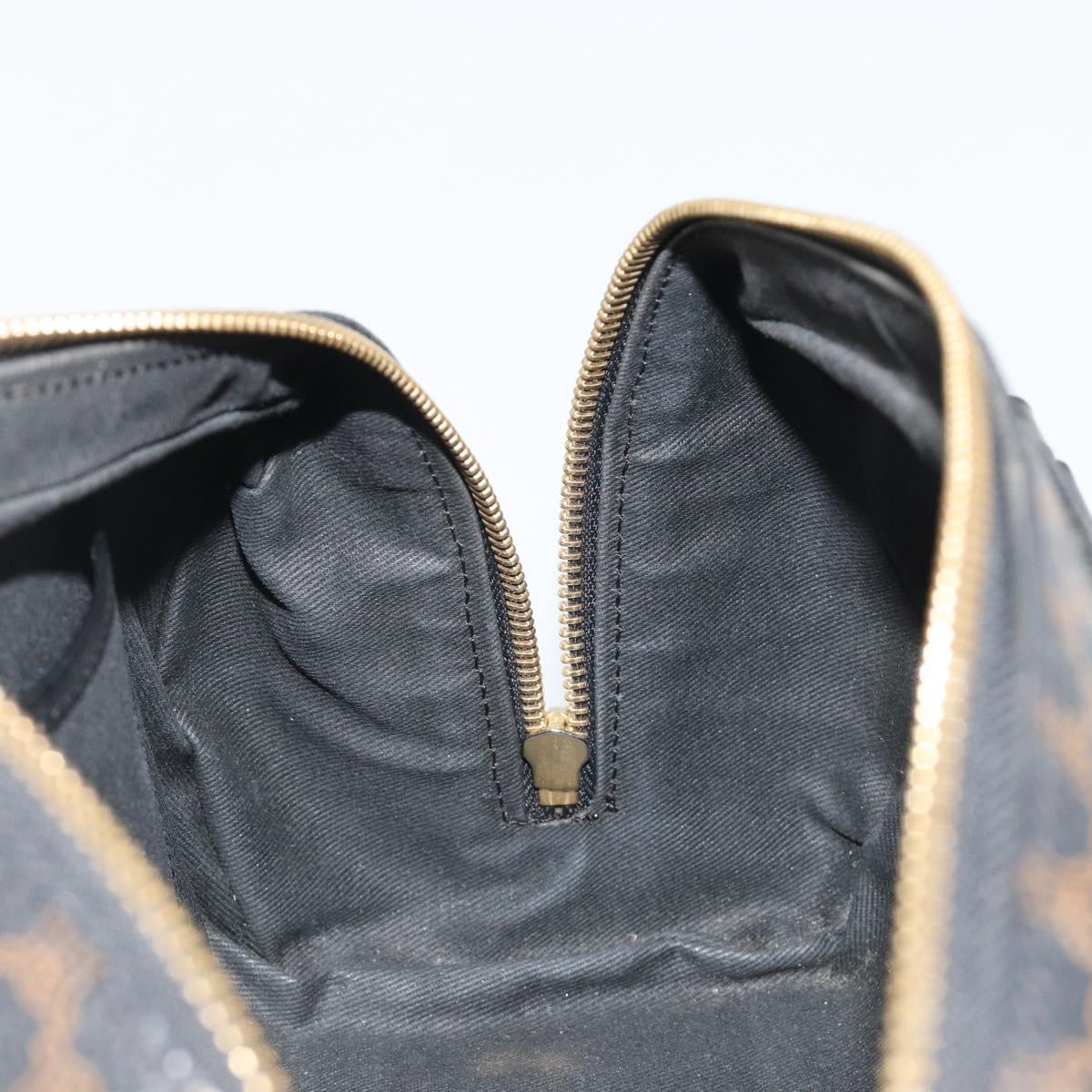 CELINE Macadam Canvas Mini Boston Bag PVC Black Gold Auth 190399A