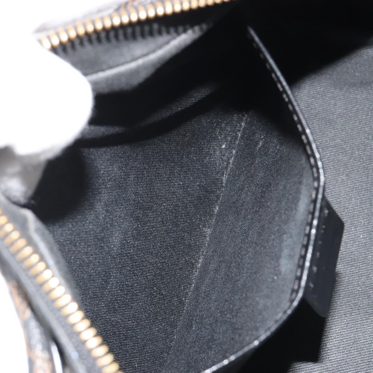 CELINE Macadam Canvas Mini Boston Bag PVC Black Gold Auth 190399A