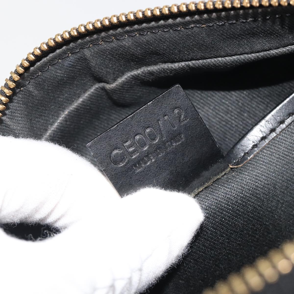 CELINE Macadam Canvas Mini Boston Bag PVC Black Gold Auth 190399A