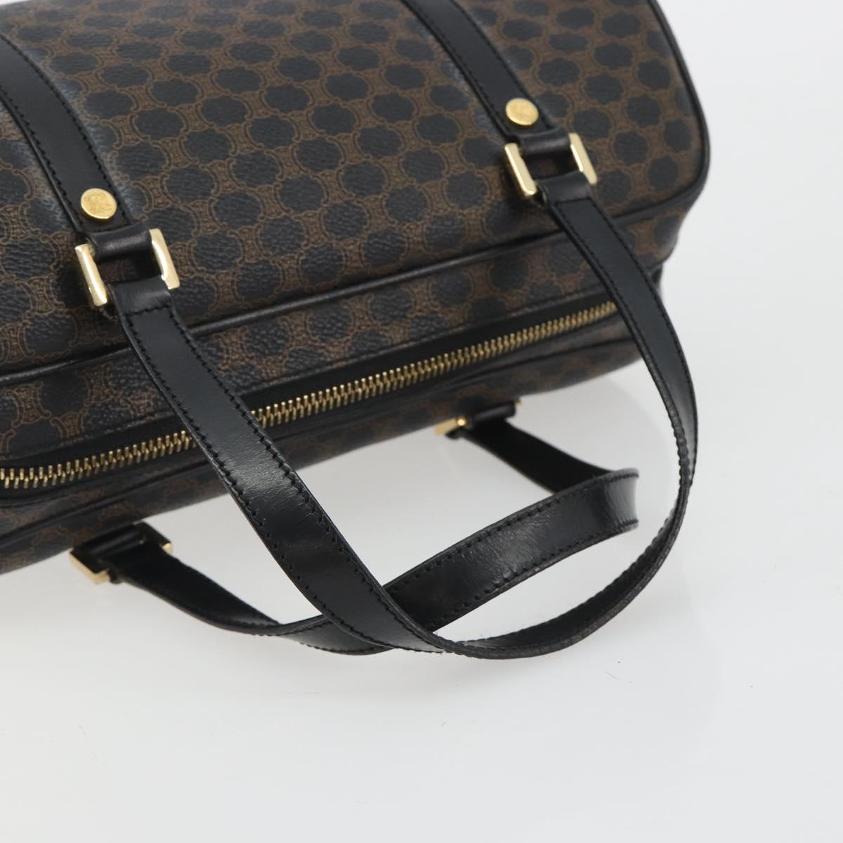 CELINE Macadam Canvas Mini Boston Bag PVC Black Gold Auth 190399A