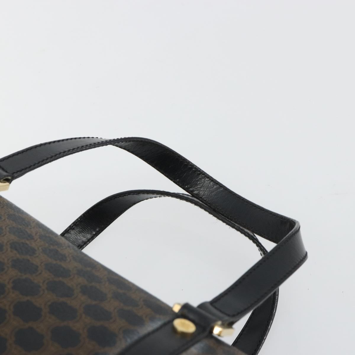 CELINE Macadam Canvas Mini Boston Bag PVC Black Gold Auth 190399A