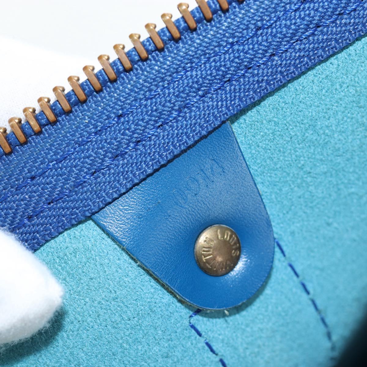 LOUIS VUITTON Epi Keepall 45 Boston Bag Blue M42975 LV Auth 190402V