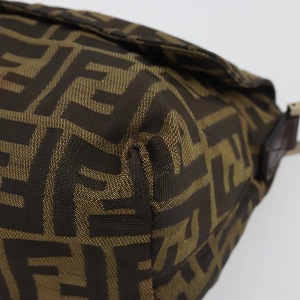 FENDI Zucca Canvas Shoulder Bag Brown Black Auth 190406