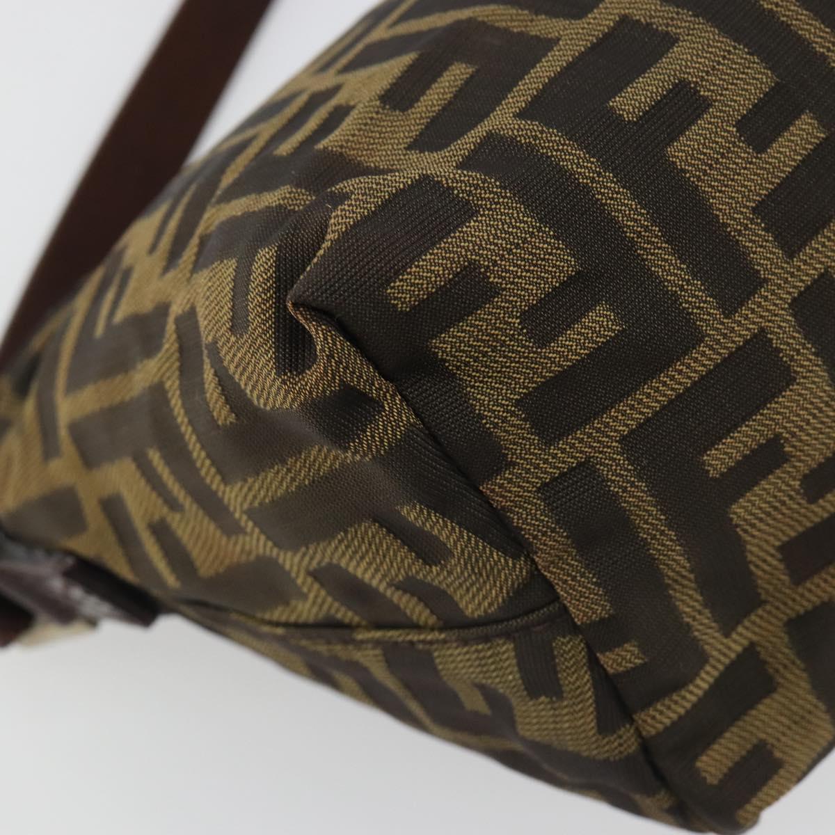 FENDI Zucca Canvas Shoulder Bag Brown Black Auth 190406