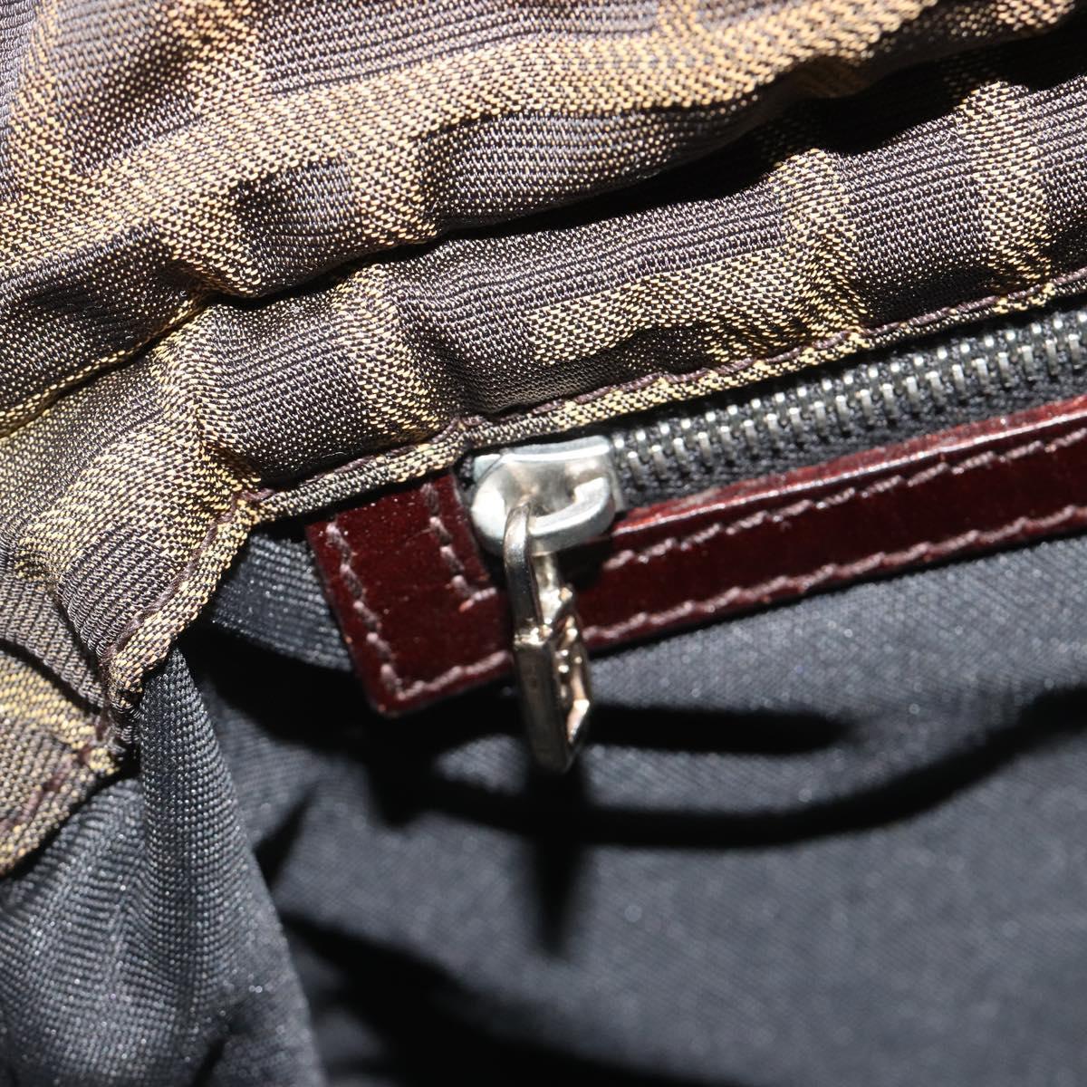 FENDI Zucca Canvas Shoulder Bag Brown Black Auth 190406