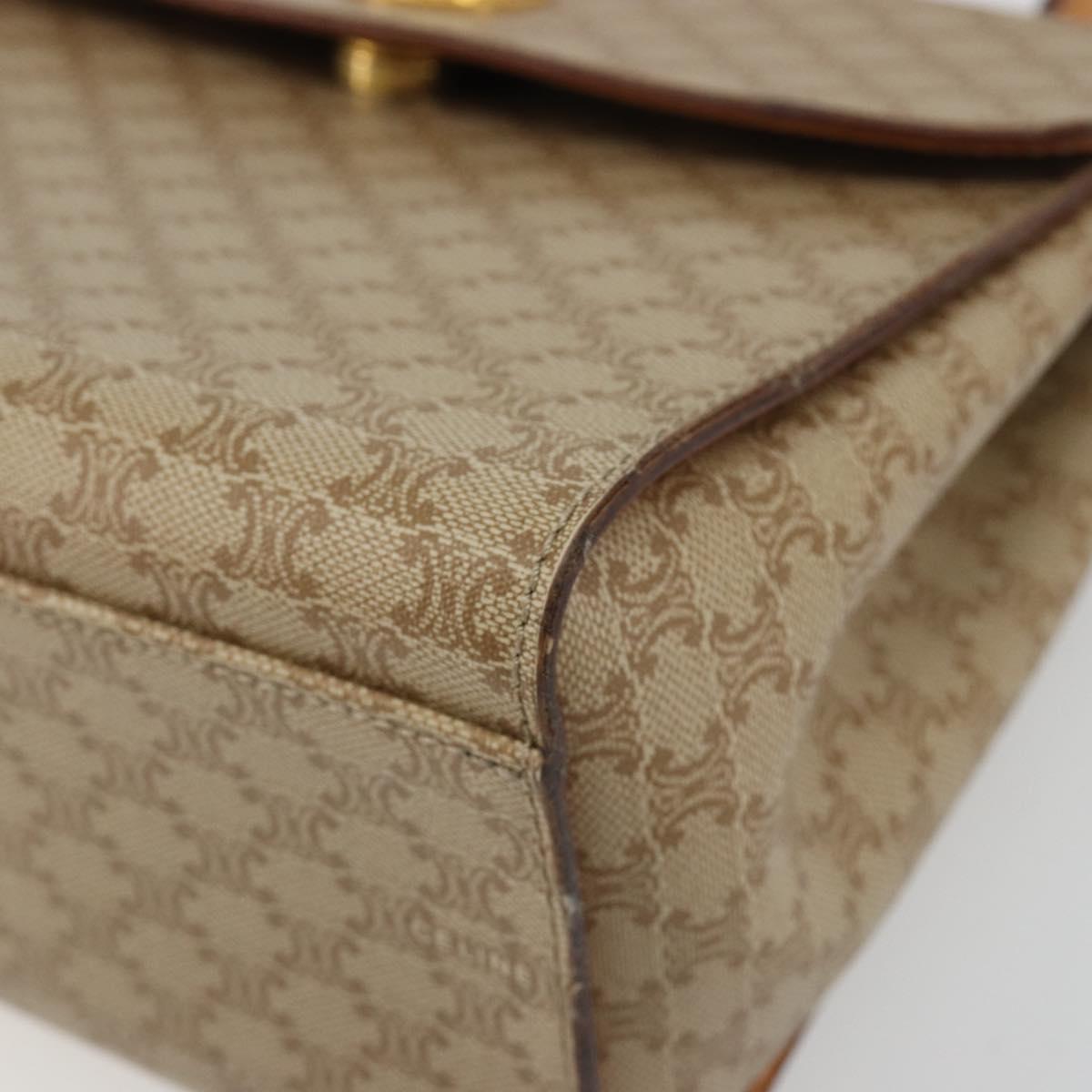 CELINE Macadam Canvas Star Ball Hand Bag PVC 2way Beige Gold Auth 190408A