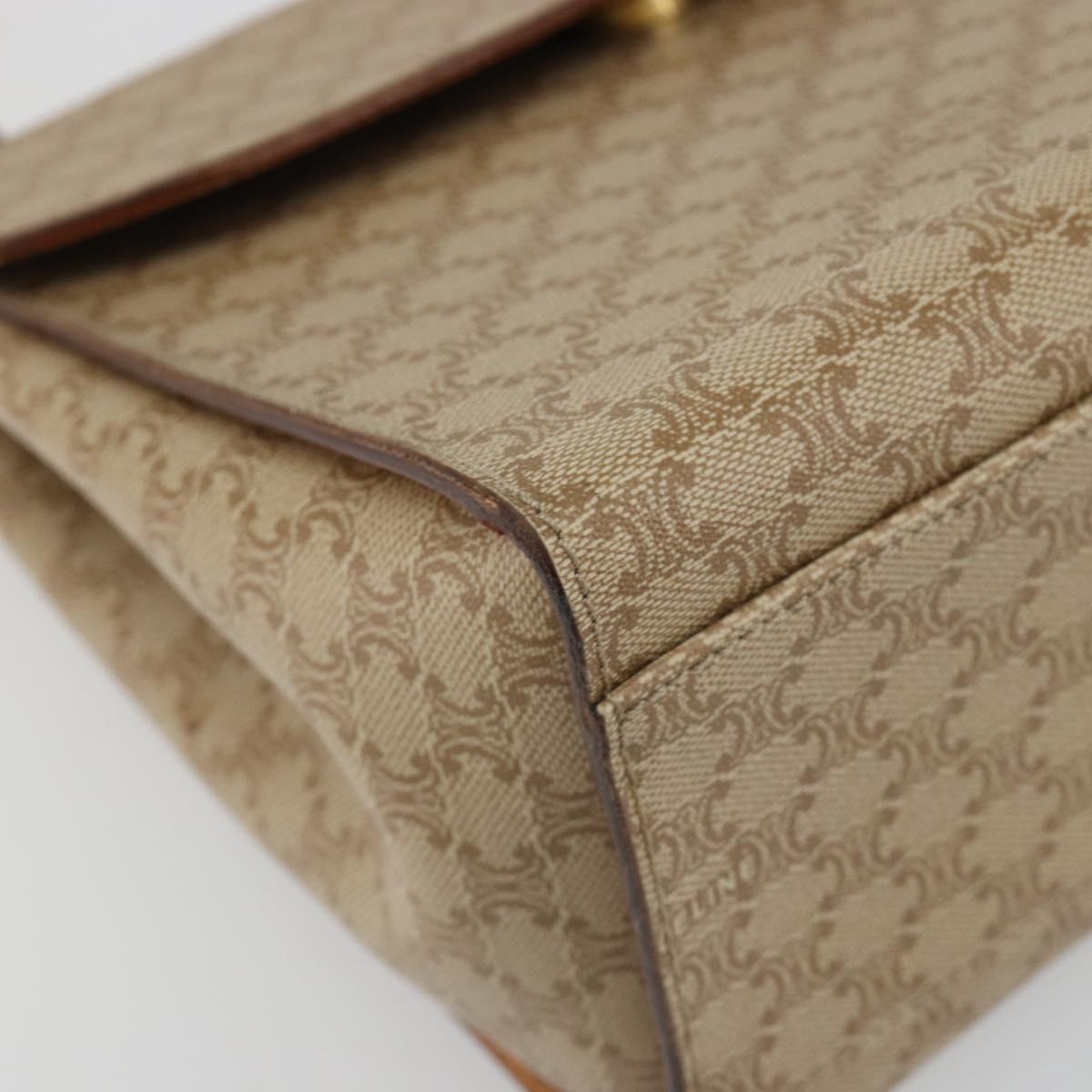 CELINE Macadam Canvas Star Ball Hand Bag PVC 2way Beige Gold Auth 190408A