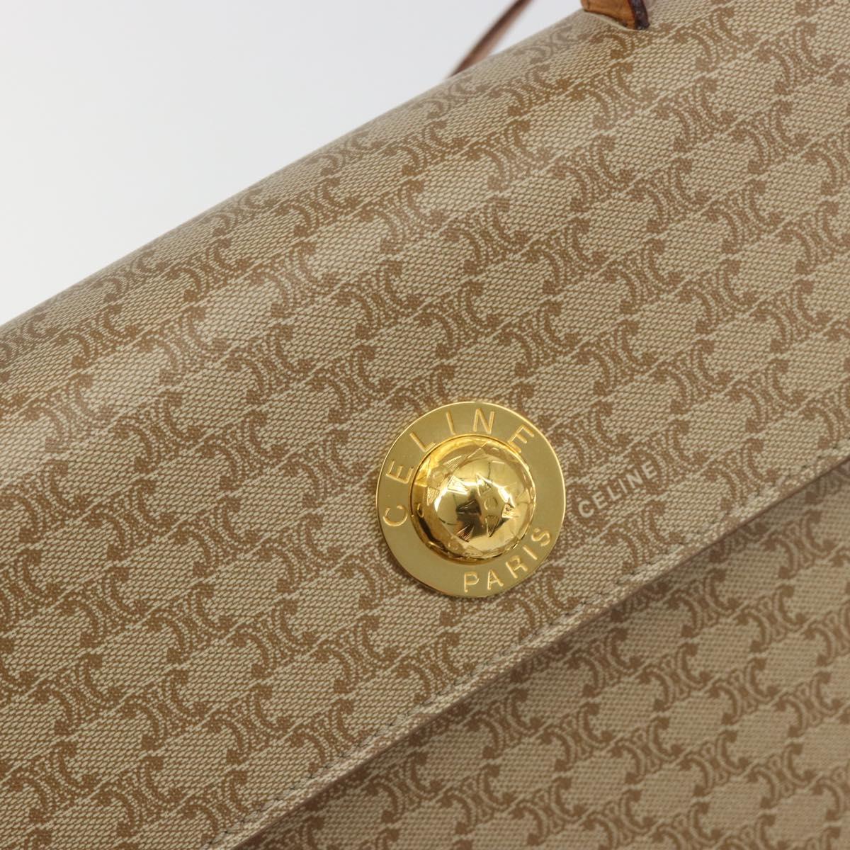 CELINE Macadam Canvas Star Ball Hand Bag PVC 2way Beige Gold Auth 190408A