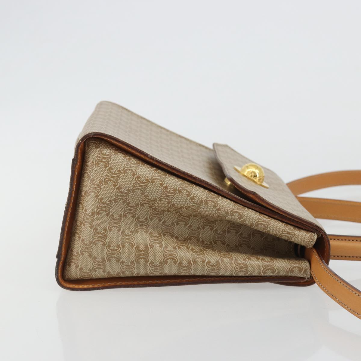 CELINE Macadam Canvas Star Ball Hand Bag PVC 2way Beige Gold Auth 190408A