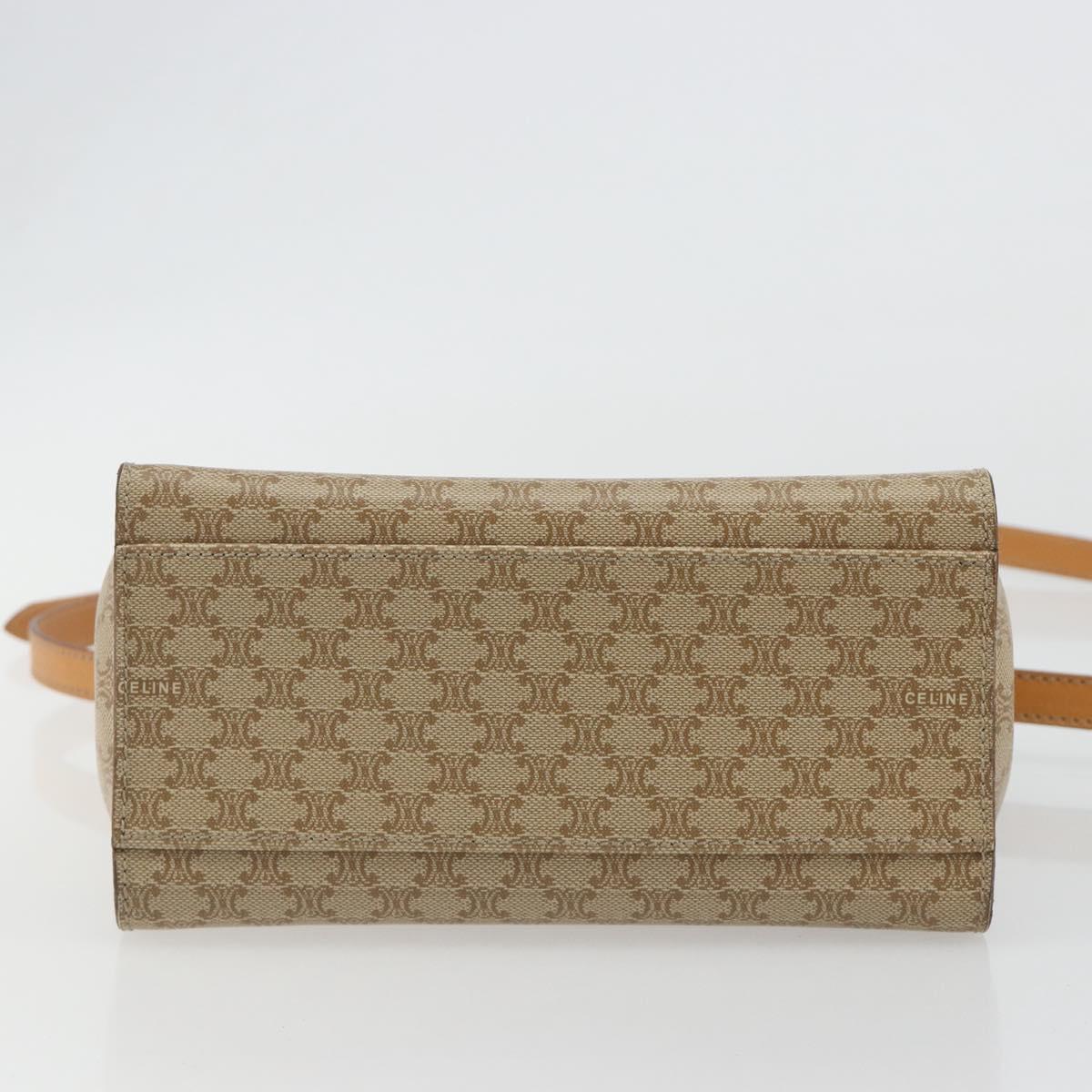 CELINE Macadam Canvas Star Ball Hand Bag PVC 2way Beige Gold Auth 190408A