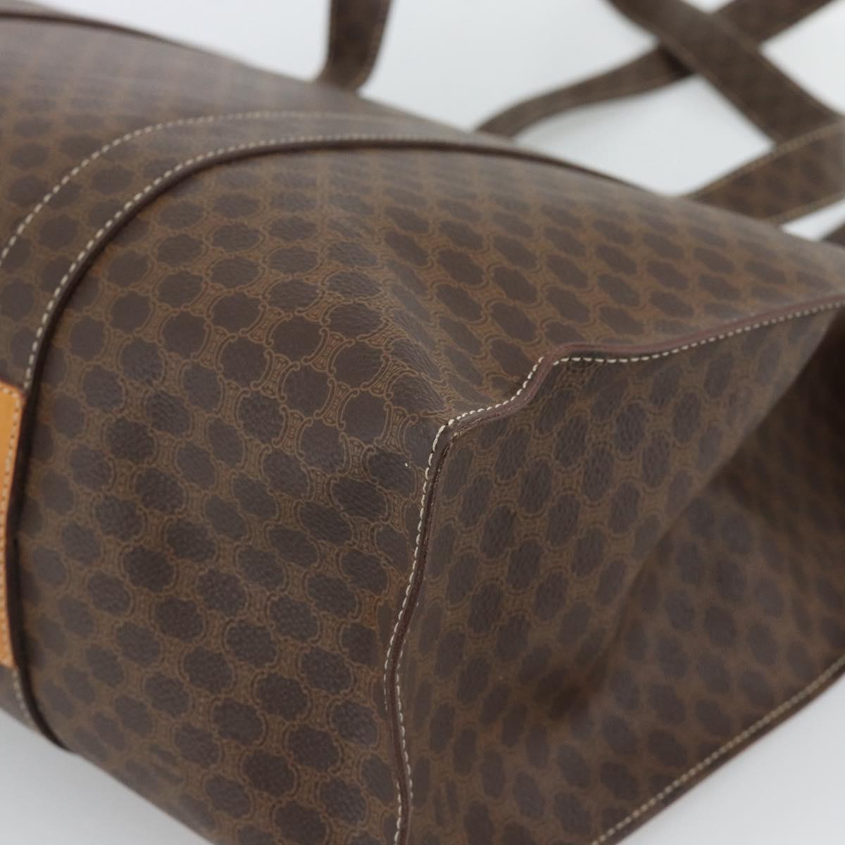 CELINE Macadam Canvas Tote Bag PVC Leather Brown Gold Auth 190411