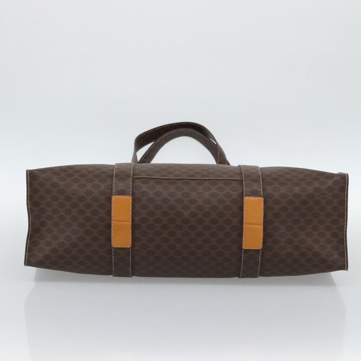 CELINE Macadam Canvas Tote Bag PVC Leather Brown Gold Auth 190411