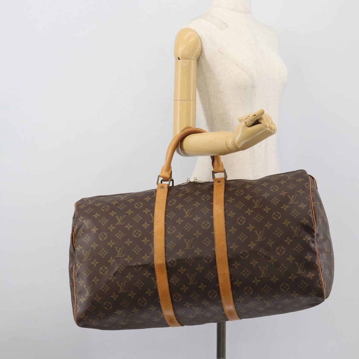 LOUIS VUITTON Monogram Keepall 55 Boston Bag M41424 LV Auth 190412A
