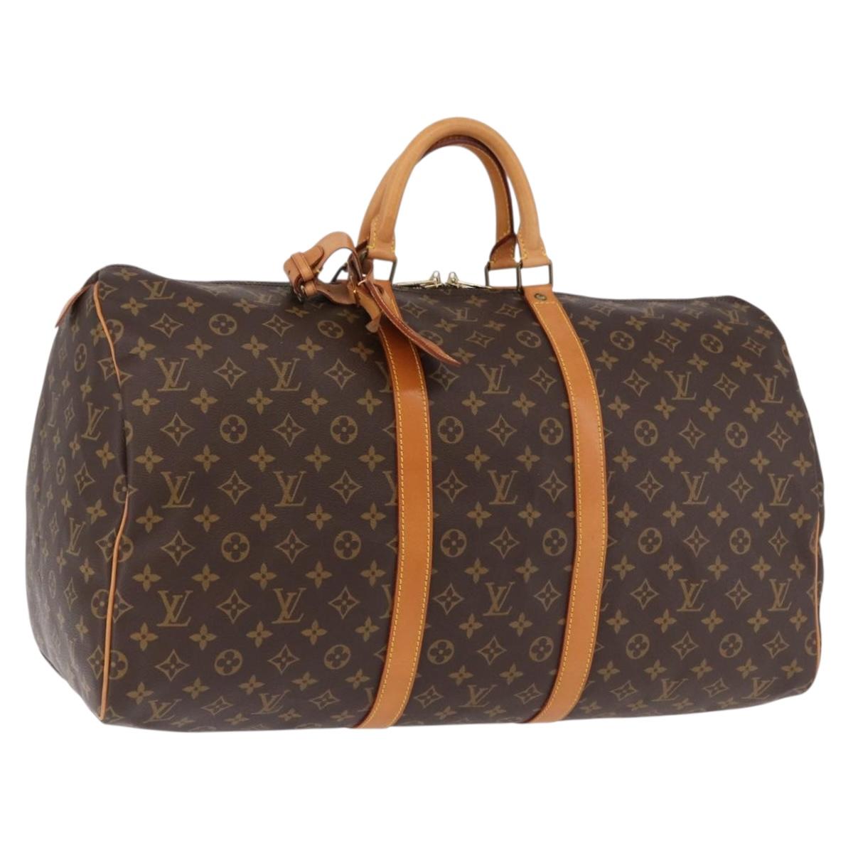 LOUIS VUITTON Monogram Keepall 55 Boston Bag M41424 LV Auth 190413V