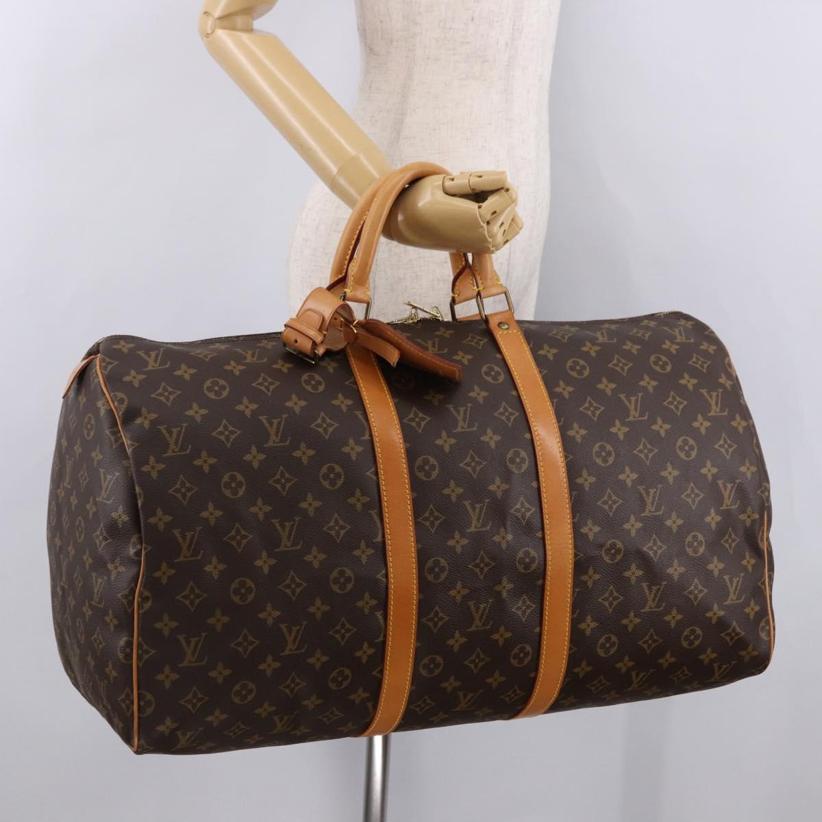 LOUIS VUITTON Monogram Keepall 55 Boston Bag M41424 LV Auth 190413V