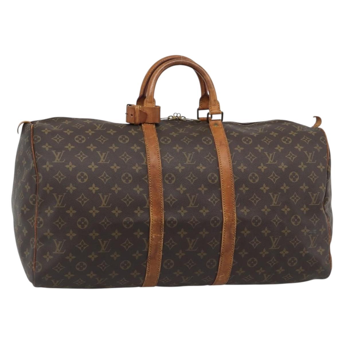 LOUIS VUITTON Monogram Keepall 55 Boston Bag M41424 LV Auth 190419