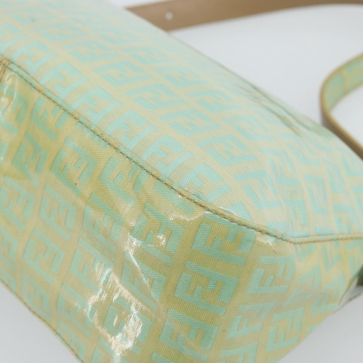FENDI Zucchino Canvas Mamma Baguette Bag Coated Canvas Gold Green Auth 190420A