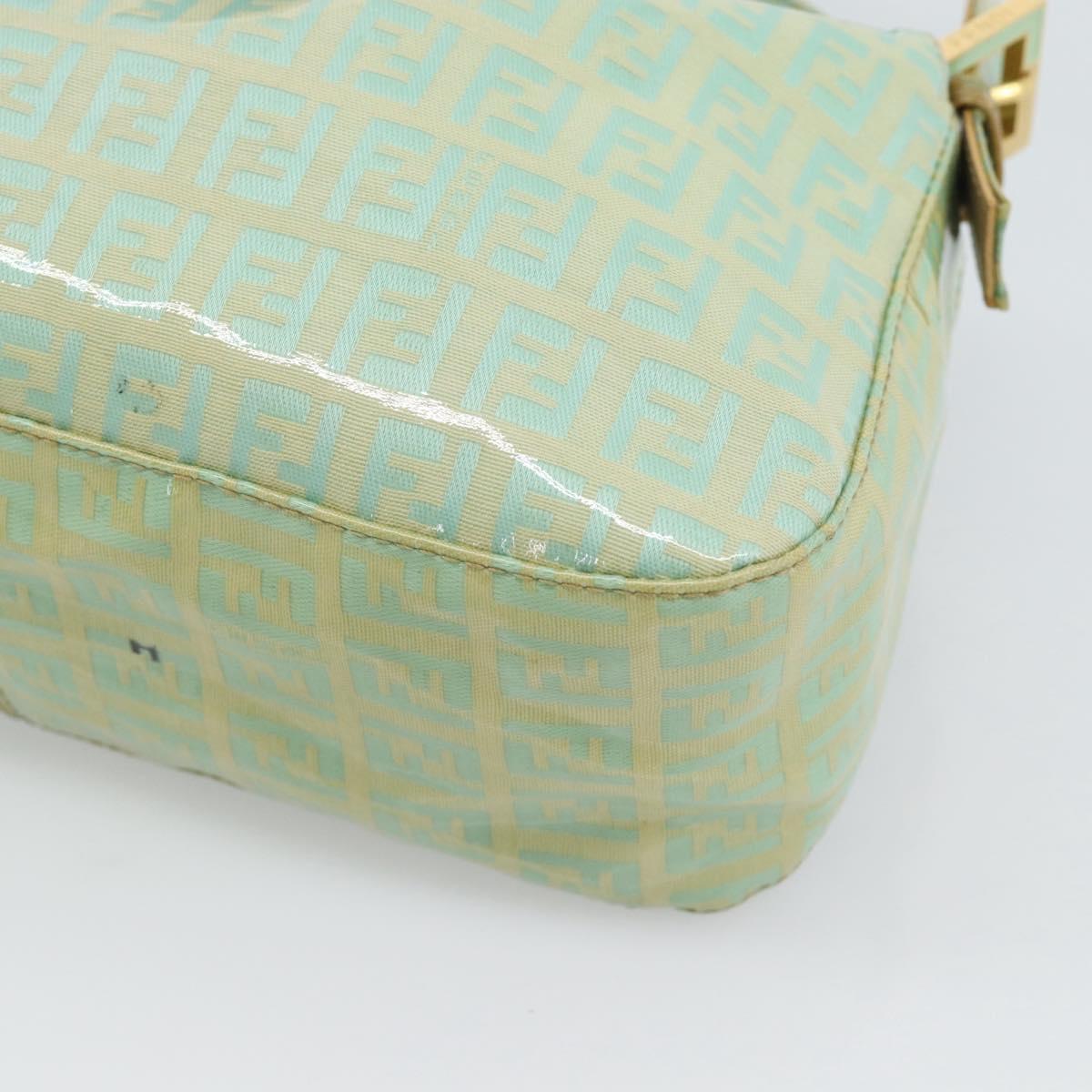 FENDI Zucchino Canvas Mamma Baguette Bag Coated Canvas Gold Green Auth 190420A