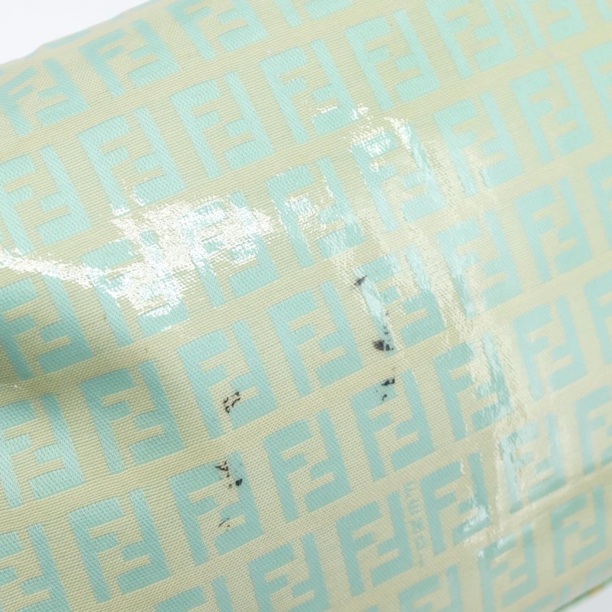 FENDI Zucchino Canvas Mamma Baguette Bag Coated Canvas Gold Green Auth 190420A