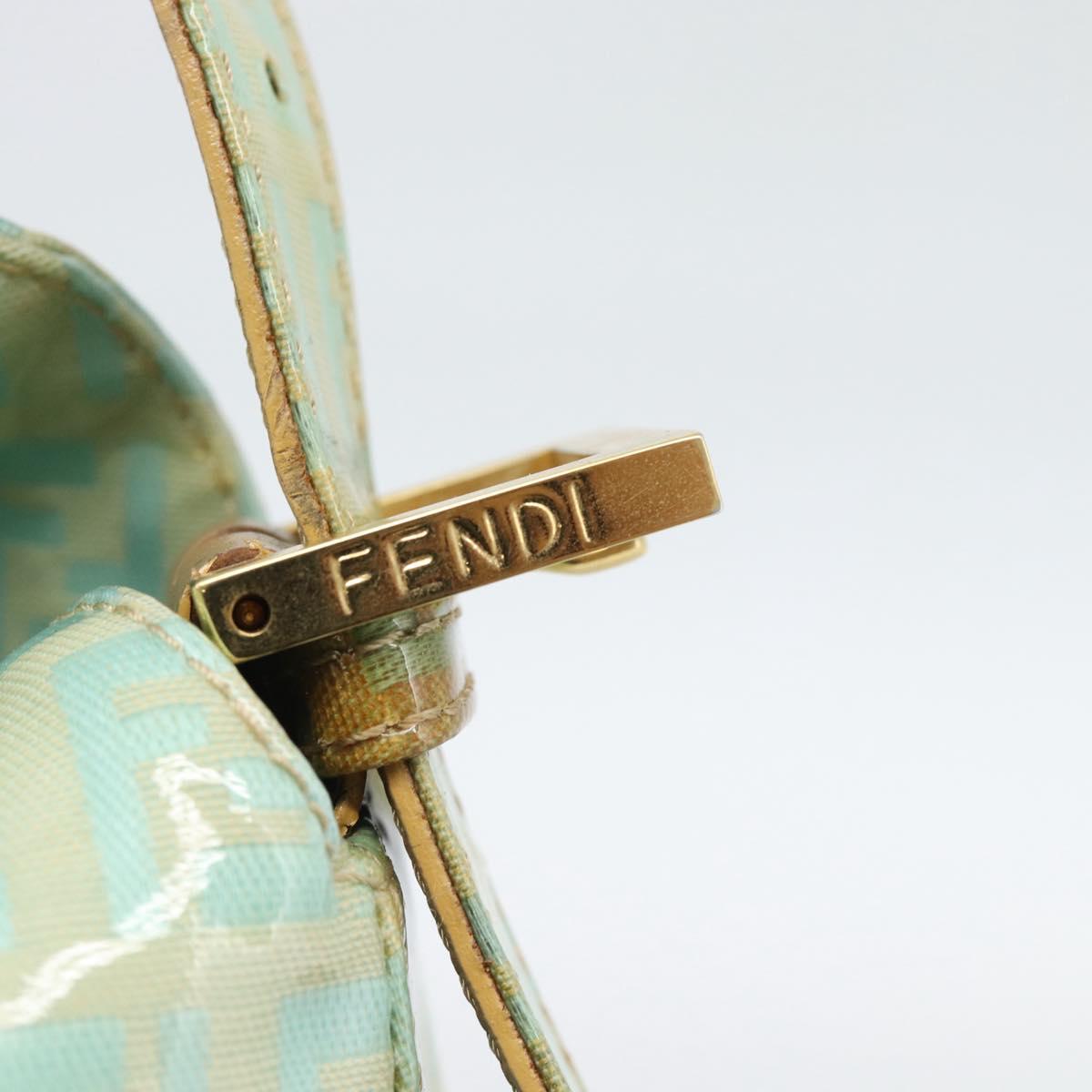 FENDI Zucchino Canvas Mamma Baguette Bag Coated Canvas Gold Green Auth 190420A