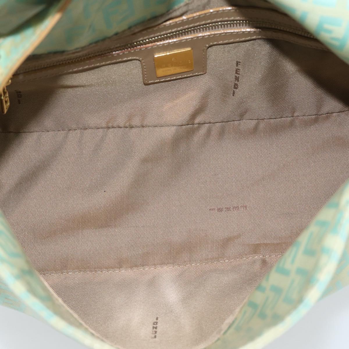 FENDI Zucchino Canvas Mamma Baguette Bag Coated Canvas Gold Green Auth 190420A
