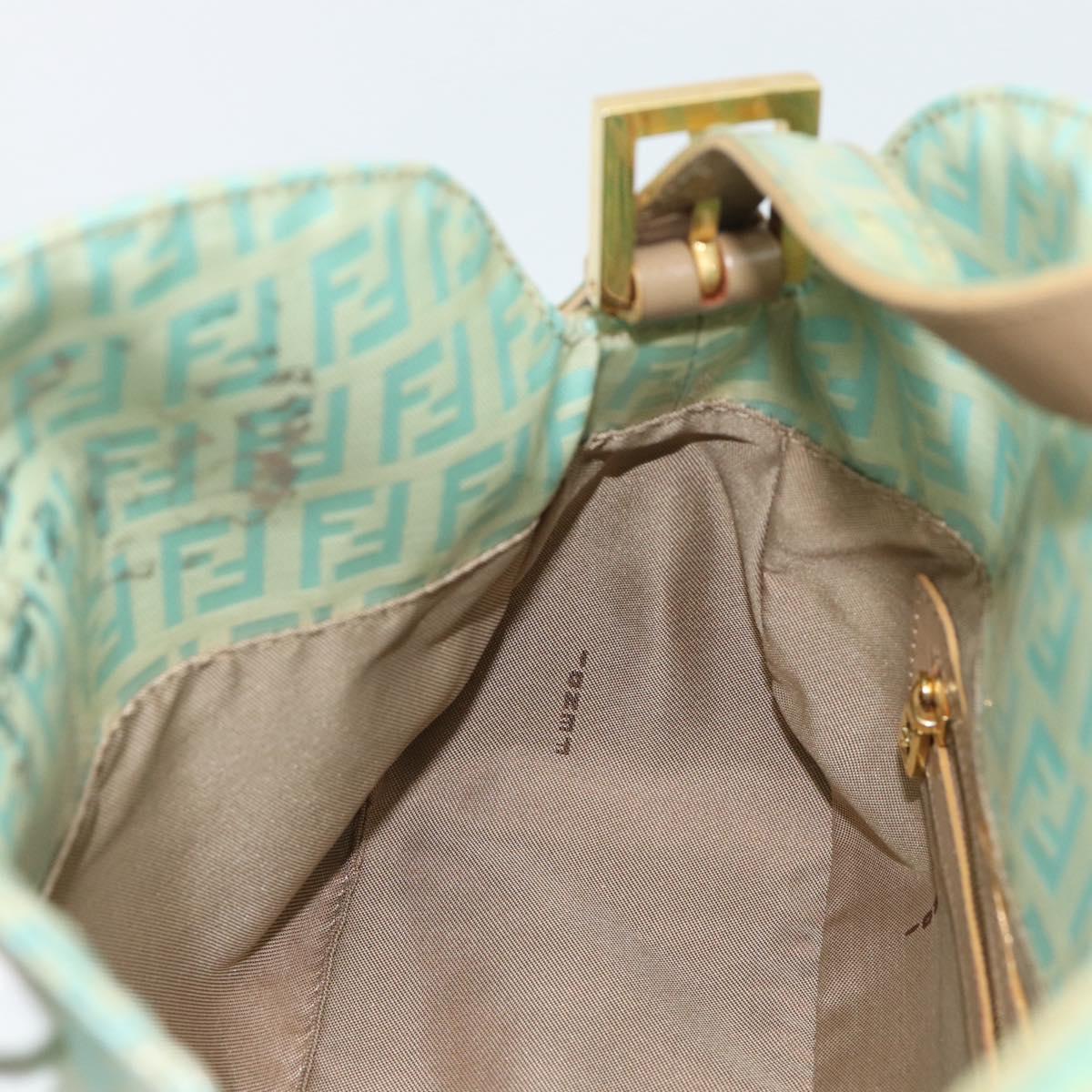 FENDI Zucchino Canvas Mamma Baguette Bag Coated Canvas Gold Green Auth 190420A
