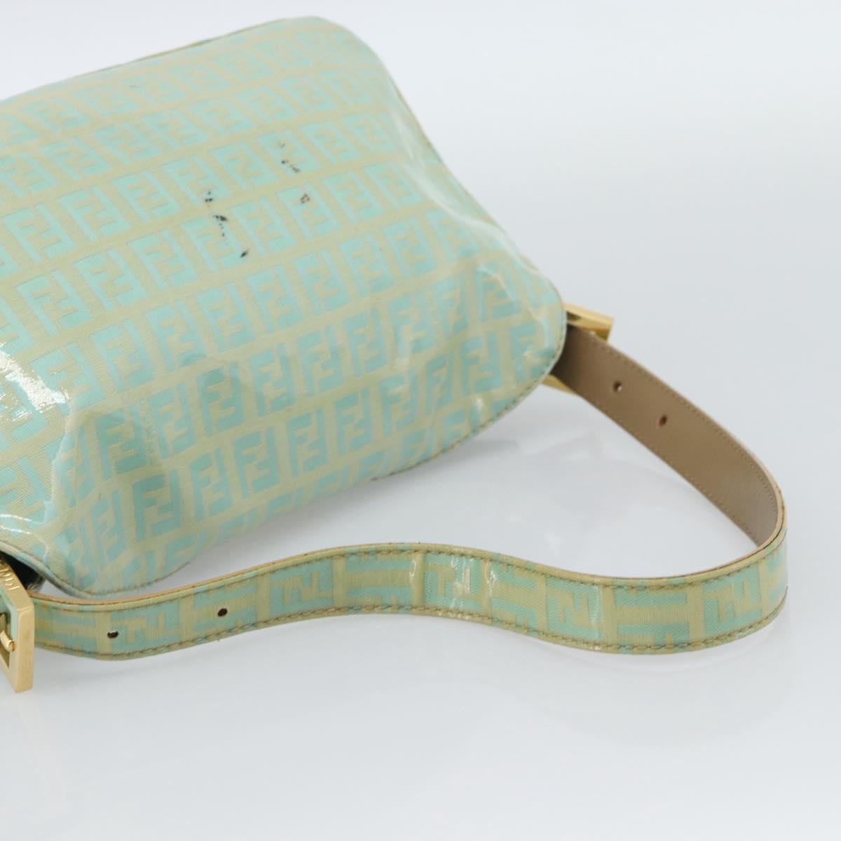 FENDI Zucchino Canvas Mamma Baguette Bag Coated Canvas Gold Green Auth 190420A