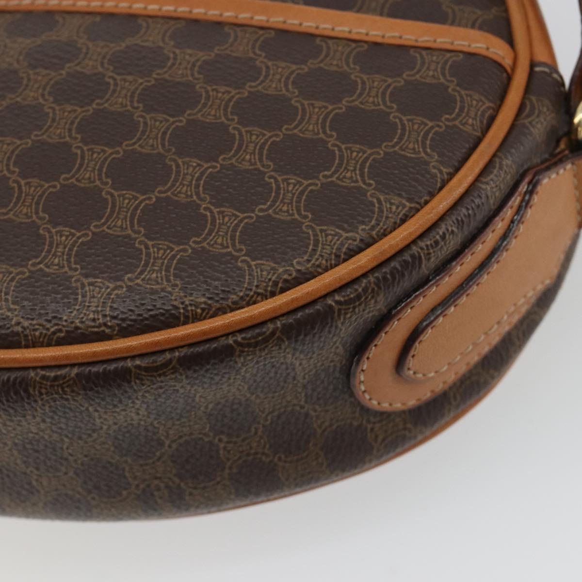 CELINE Macadam Canvas Shoulder Bag PVC Leather Brown Gold Auth 190422A
