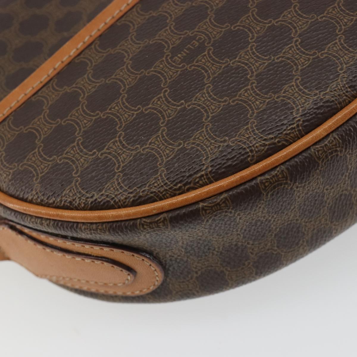 CELINE Macadam Canvas Shoulder Bag PVC Leather Brown Gold Auth 190422A