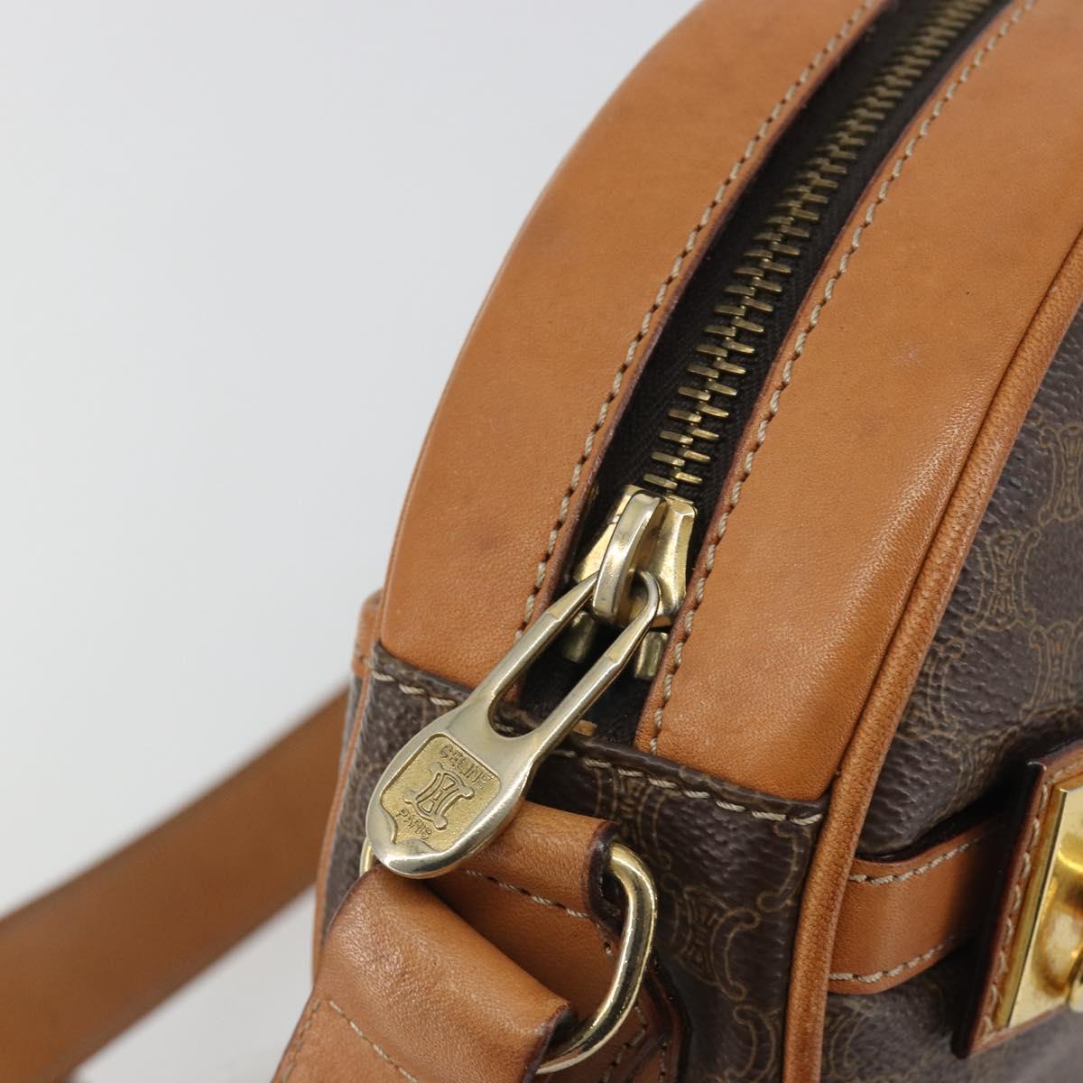 CELINE Macadam Canvas Shoulder Bag PVC Leather Brown Gold Auth 190422A