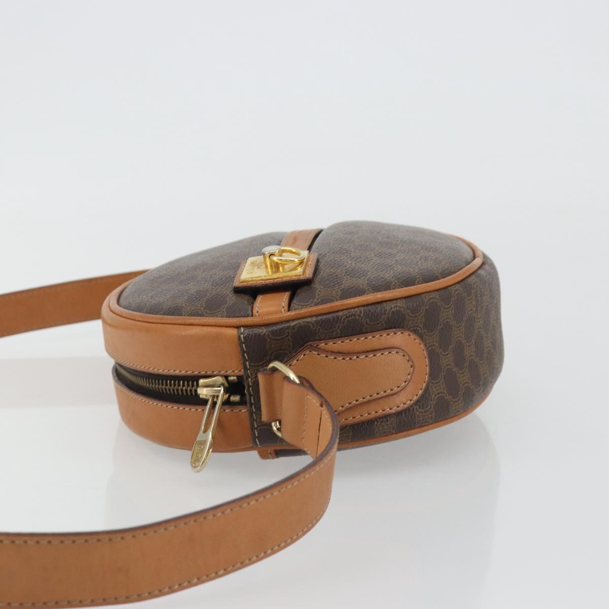 CELINE Macadam Canvas Shoulder Bag PVC Leather Brown Gold Auth 190422A