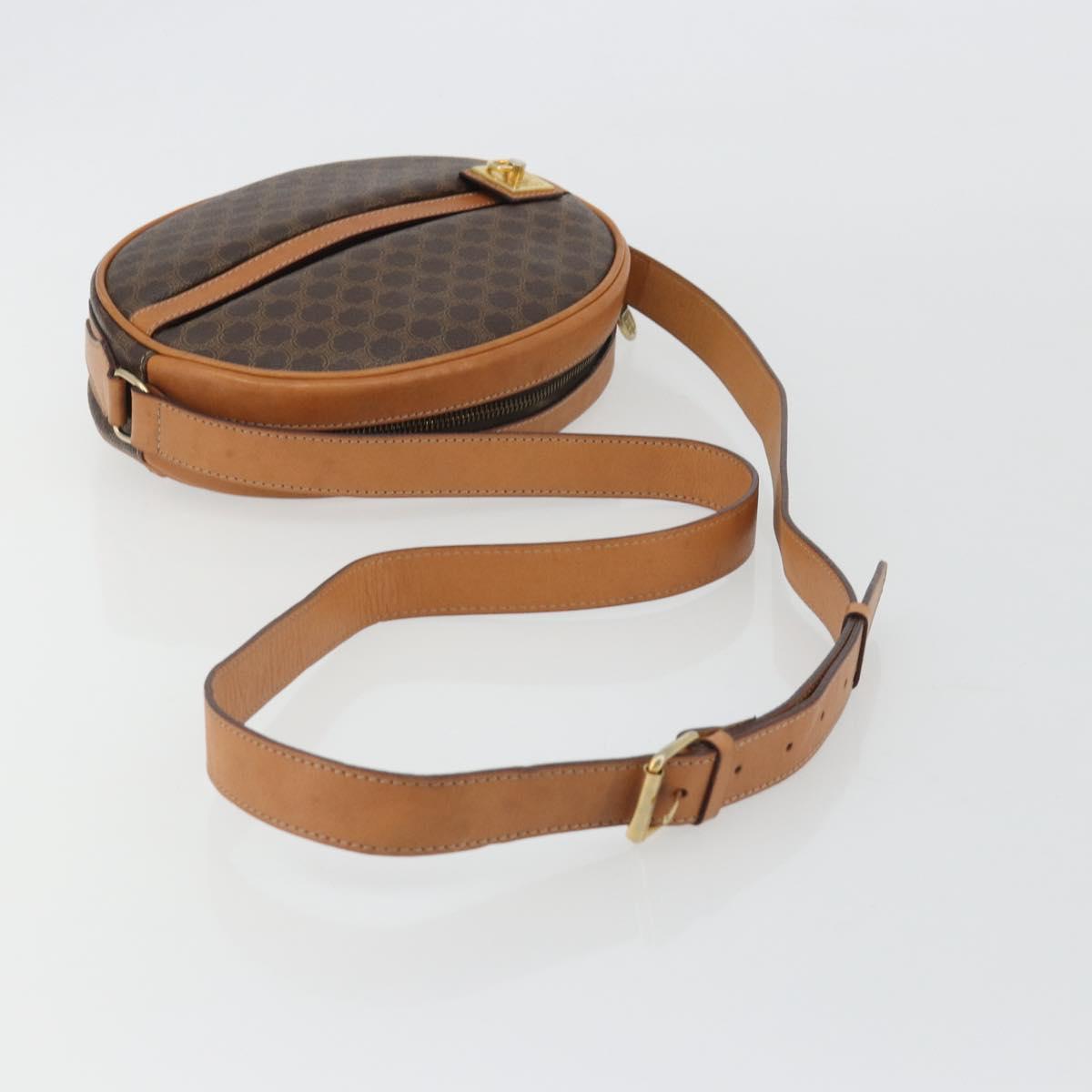 CELINE Macadam Canvas Shoulder Bag PVC Leather Brown Gold Auth 190422A